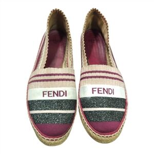 FENDI | Striped Knit Logo Espadrille Flats EU 37 / US 7
